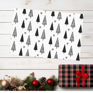 Christmas Elegant Black White Tree Tissue Paper