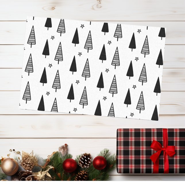 Christmas Elegant Black White Tree Tissue Paper (Creator Uploaded)