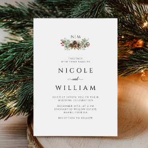 Christmas Elegant Botanical Wedding Invitation
