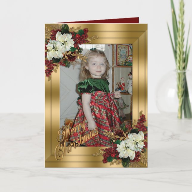 Christmas elegant card gold and red Victorian (Front)