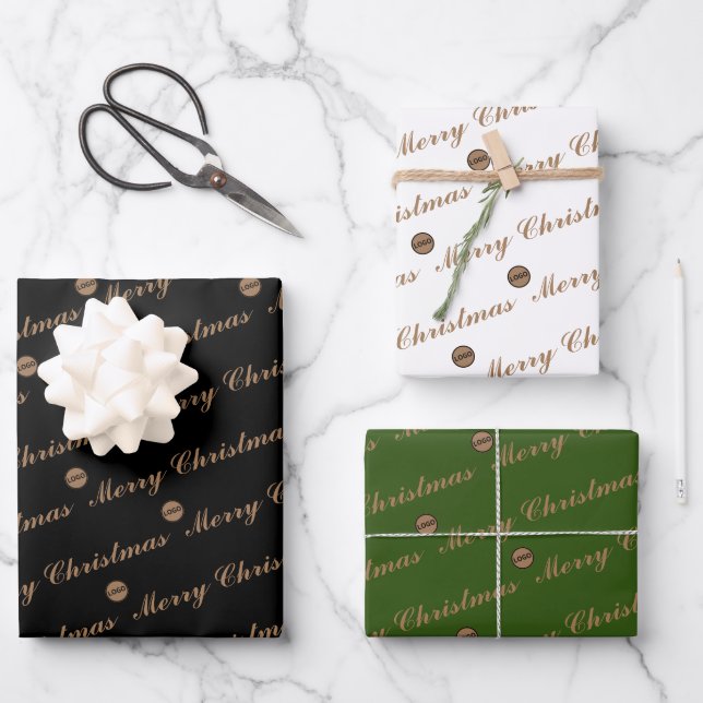 Christmas Elegant custom logo here company gift Wrapping Paper Sheet (Front)