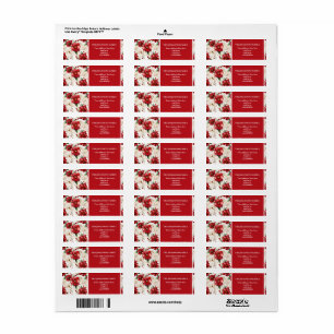 Christmas Elegant Floral Red Green Pattern address Return Address Label