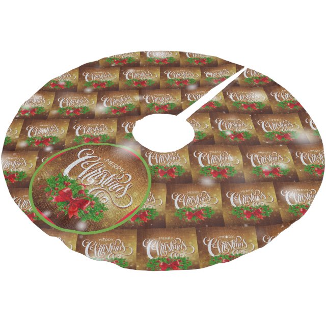 Christmas Elegant Gift Brushed Polyester Tree Skirt (Angled)