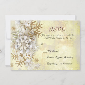 Christmas Elegant Gold Snowflakes RSVP card