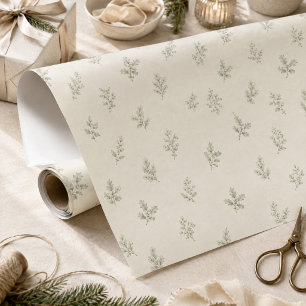 Christmas Elegant Green Foliage Simple Wrapping Paper
