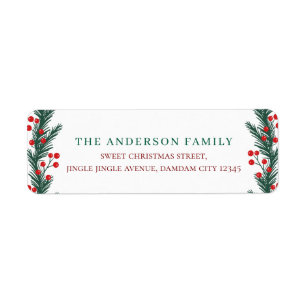 Christmas Elegant Holly Berry Return Address Label
