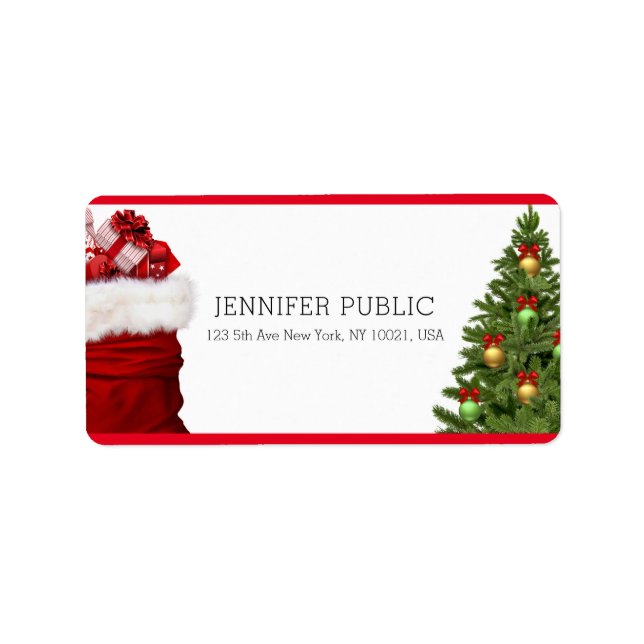 Christmas Elegant Modern Template Address Label (Front)