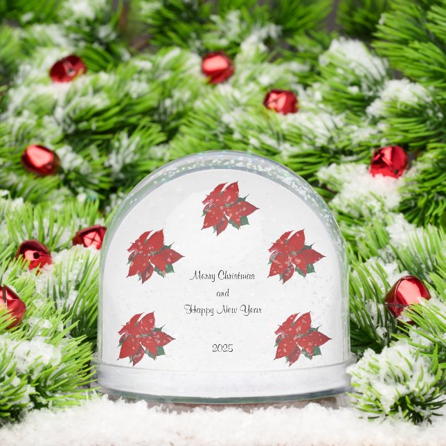 Christmas Elegant Poinsettia Pattern  Snowglobe (Christmas)