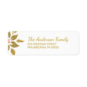 Christmas Elegant Poinsettia Return Address Label