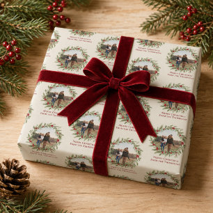 Christmas Elegant Red and Green Wreath Photo Wrapping Paper