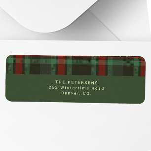 Christmas elegant red green plaid return address label