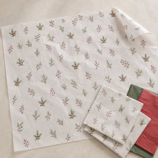 Christmas Elegant Red Holly Berries Tissue Paper