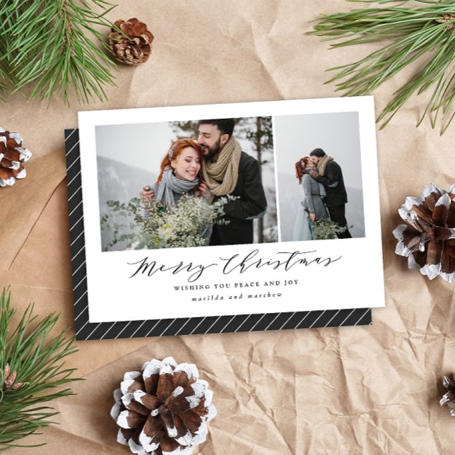 Christmas elegant Script mult photo save the date Holiday Card (Creator Uploaded)