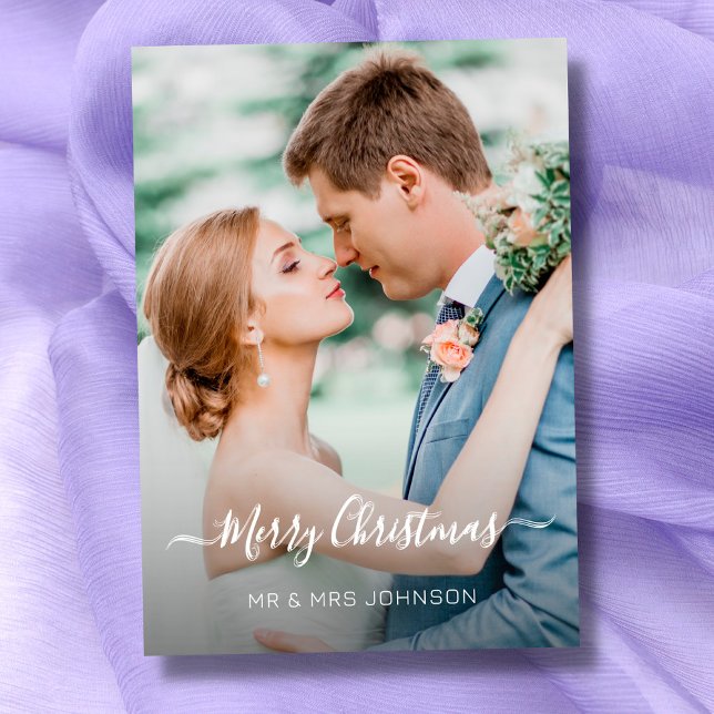 Christmas Elegant Script Photo 2 Side Design Holiday Card (Creator Uploaded)