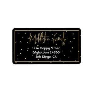 Christmas Elegant Seasonal Black Gold Label