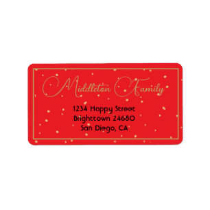 Christmas Elegant Seasonal Red Gold  Label