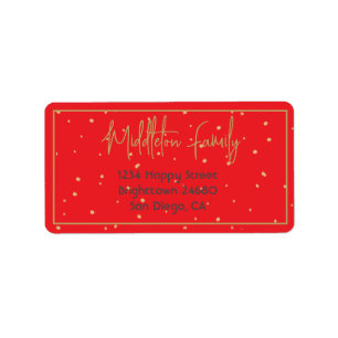 Christmas Elegant Seasonal Red Gold  Label