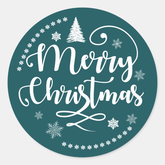 christmas elegant simple favour classic round sticker (Front)