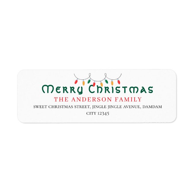 Christmas Elegant Simple Return Address Label (Front)