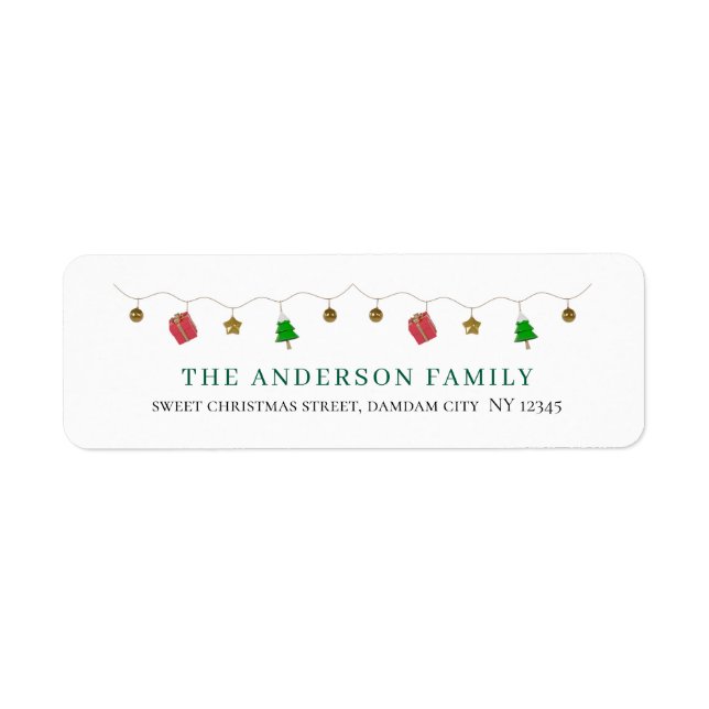 Christmas Elegant Simple Return Address Label (Front)