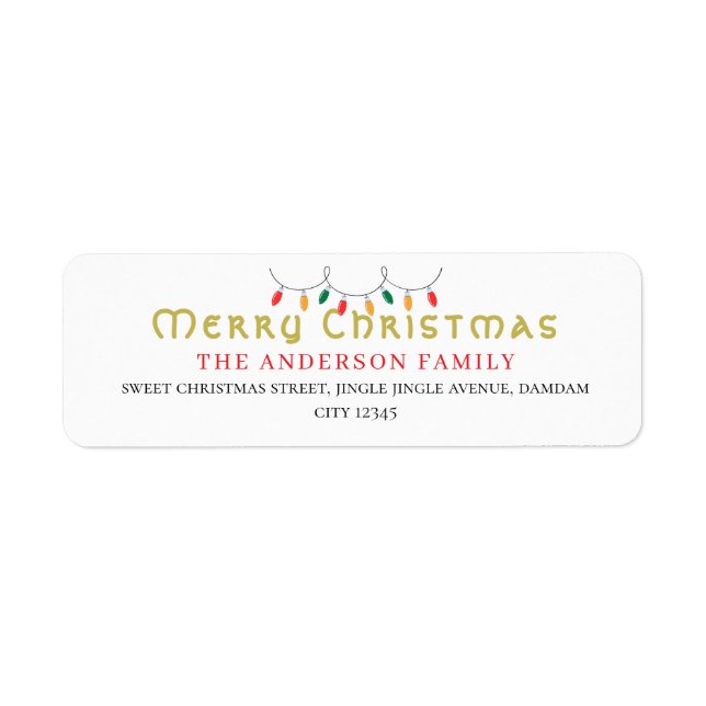 Christmas Elegant Simple Return Address Label (Front)