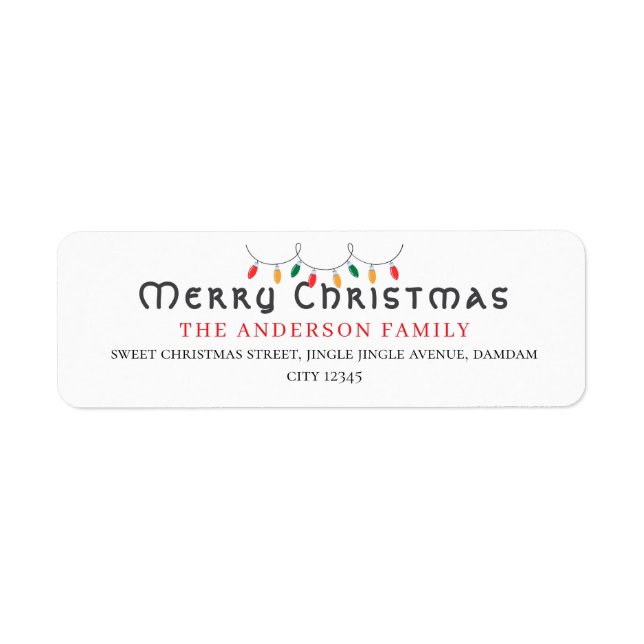 Christmas Elegant Simple Return Address Label (Front)