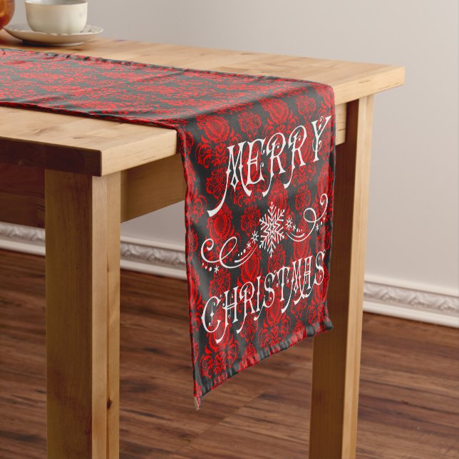 Christmas Elegant, Victorian Damask  Short Table Runner (In Situ)