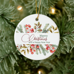 Christmas Elegant Watercolour Ceramic Ornament