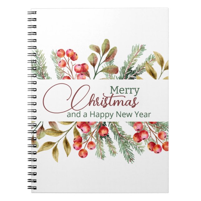 Christmas Elegant Watercolour  Notebook (Front)