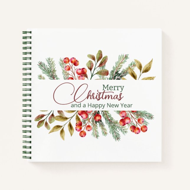 Christmas Elegant Watercolour  Notebook (Front)