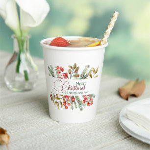 Christmas Elegant Watercolour Paper Cups