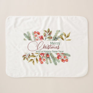 Christmas Elegant Watercolour Sherpa Blanket