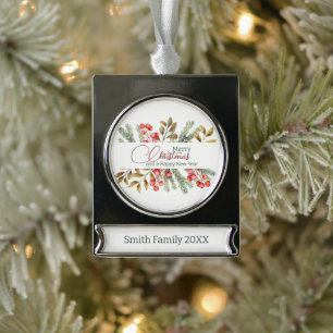 Christmas Elegant Watercolour Silver Plated Banner Ornament