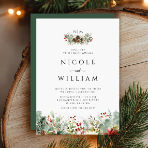 Christmas Elegant Wedding Watercolor Invitation