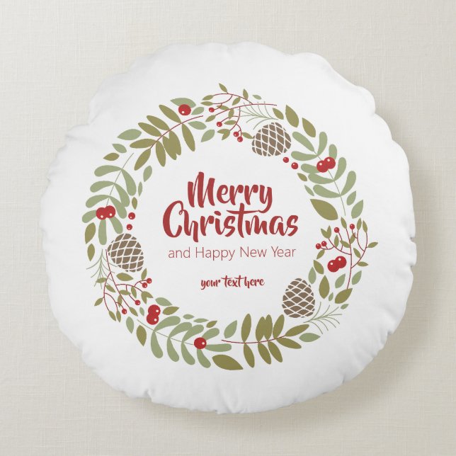 Christmas, elegant, winter. round cushion (Front)