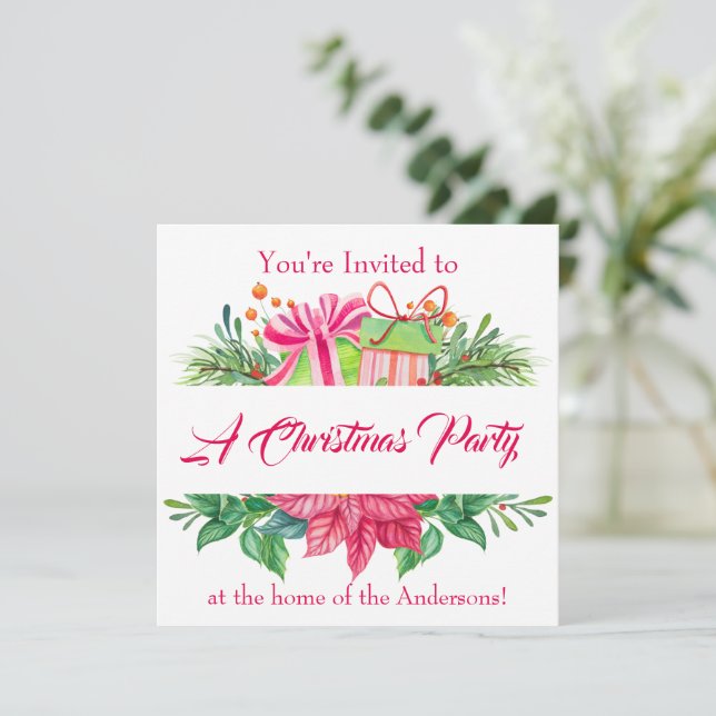 Christmas Elements Christmas Party Invitation (Standing Front)