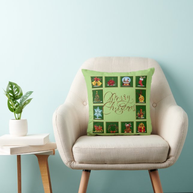 Christmas Elements Lime Green Throw Pillow (Chair)