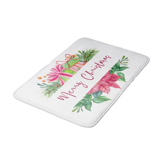 Christmas Elements Merry Christmas Bath Mat (Angled)