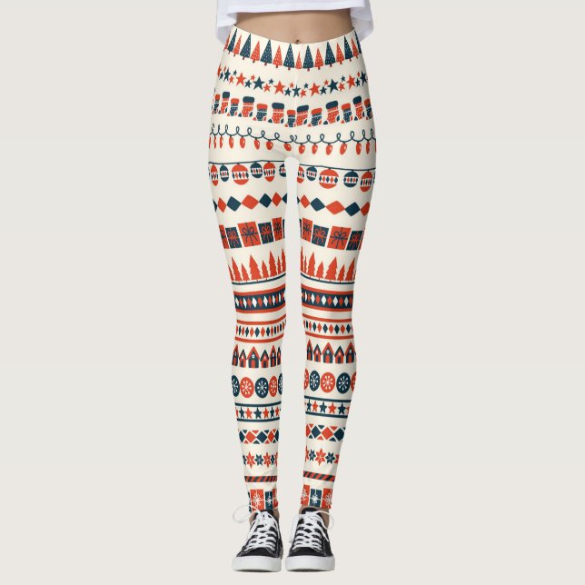 Christmas Elements Pattern Leggings (Front)