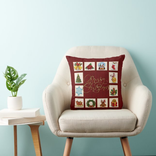 Christmas Elements Red Throw Pillow (Chair)