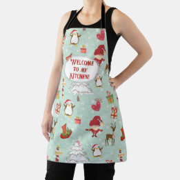 Christmas Elements Reindeer Elves Apron