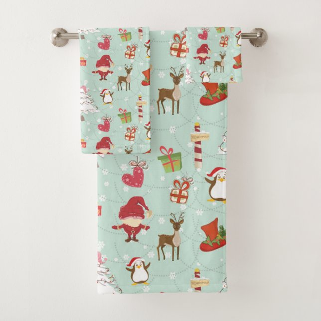 Christmas Elements Reindeer Elves Bath Towel Set (Insitu)