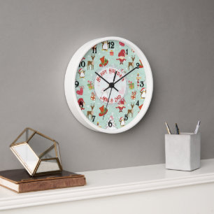 Christmas Elements Reindeer Elves Clock