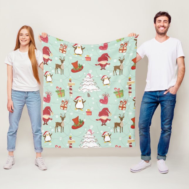 Christmas Elements Reindeer Elves Fleece Blanket (In Situ)