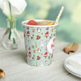 Christmas Elements Reindeer Elves Paper Cups