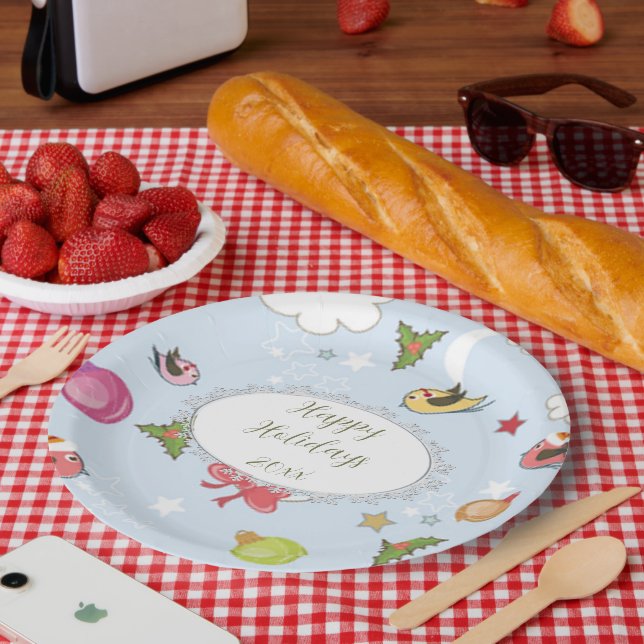 Christmas Elements Snowman Paper Plates (Picnic)