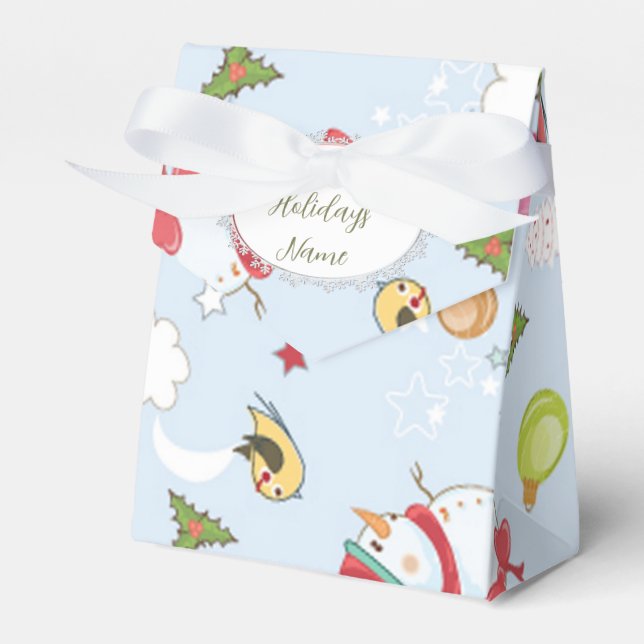 Christmas Elements Snowman Pattern Favour Box (Front Side)