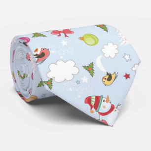 Christmas Elements Snowman Pattern Men's Tie