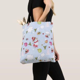 Christmas Elements Snowman Pattern Tote Bag