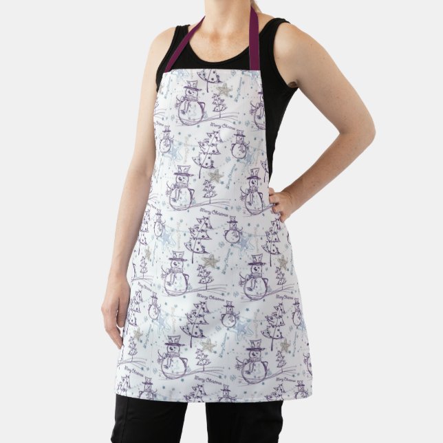 Christmas Elements Snowman Sketch Apron (Insitu)